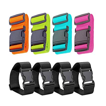 TOPHOUSE 4 PCS Luggage Straps and 4 PCS Bag Luggage Straps Suitcase Belts Travel Accessories Bag Straps