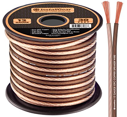 InstallGear 12 Gauge Speaker Wire - 99.9% Oxygen-Free Copper - True Spec and Soft Touch Cable (30-feet)