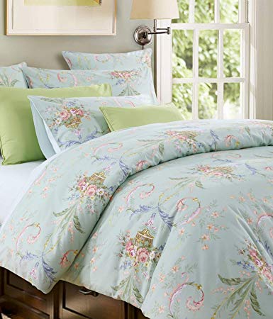 Softta Luxury European Floral Bedding Green California King Size 3 pcs 1 Duvet Cover+ 2 Pillowcases 100% Egyptian Cotton 800 TC