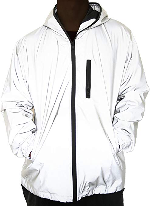 fangfei 3M Reflective Coat Hooded Windbreaker Fashion Runing Pocket Jacket