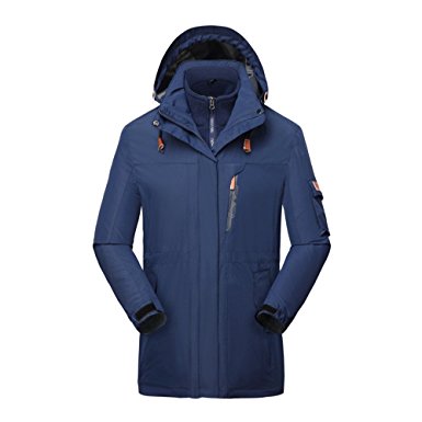 Men's Mountain 3 in 1 Waterproof Insulated Ski Snow Interchange Jacket Rain Coat
