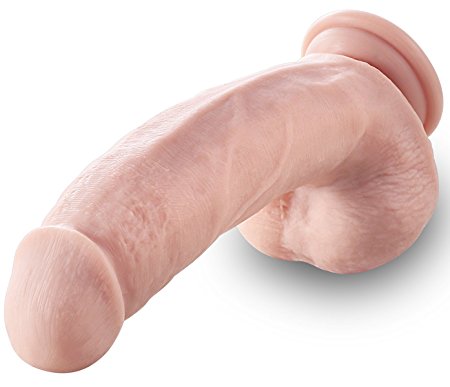 Bombex FDA Proved Silicone Dildo With Stronger Suction Cup Base - Whopper Dong W/Balls-Lifelike Cock ,Flesh,8.2 Inches 100% Satisfaction Guaranteed