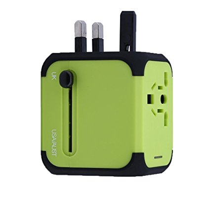 Cube plug,Universal Power Adapters AC International Armour Travel Power Car Charger Wall Adaptor with 2.5A Dual USB Ports for Phone/Camera/Laptop/Best All in One International Travel Cube Plug (US/EU/UK/AU) (Green)