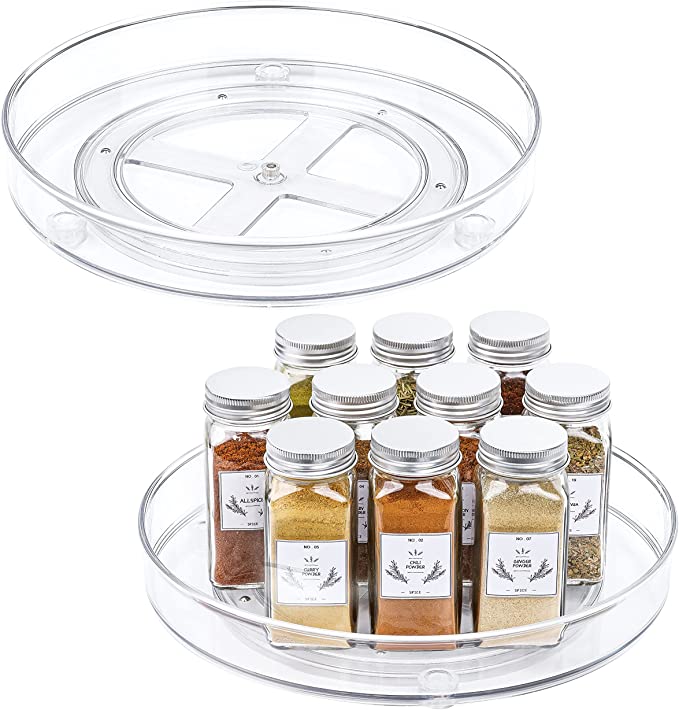 Vtopmart Clear Lazy Susan Organizer, 2 Pack Turntable Lazy Susan Spice Rack for Cabinets Kitchen, Countertop, Bathroom, Makeup, Pantry Organization and Storage, 10 Inches