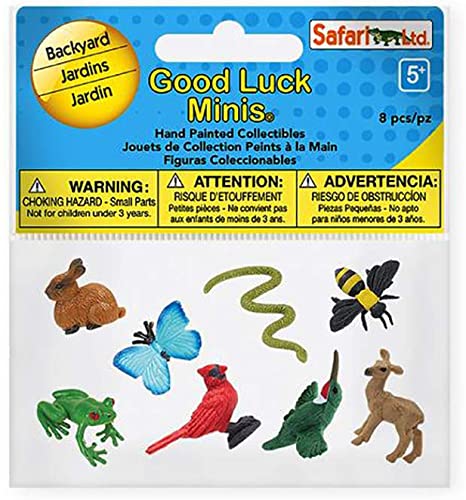 Safari Ltd. Good Luck Minis Collection - Backyard Animal Figures 8 Pieces - Non-toxic and BPA Free