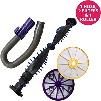 Think Crucial Replacement for Dyson DC07 Pre & Post Filters, Purple Hose & Clutch Roller, Compatible with Part # 904125, 904174-01, 901420-02 & 904979-02