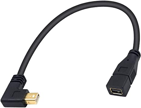 Duttek Mini DisplayPort Cable, 90 Degree Right Angled Mini DisplayPort Male to Mini DisplayPort DP Female Extension Cable for iMac & LED Cinema Display 30 CM/12 Inch
