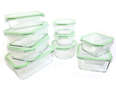 Kinetic 55041 18 Piece Glassworks Oven Safe Glass Lock Food Storage Container, Clear