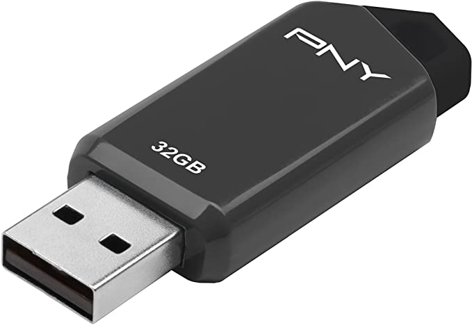 PNY Retract USB 2.0 Flash Drive, 32GB, Gray, Blue, or Red - Color May Vary (P-FD32GRTCG-GE)