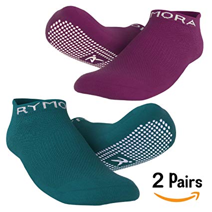 Non Slip Anti Skid Grip Socks (2 Pairs) (Perfect Pilates, Yoga, Barre, Dance, Martial Arts, Trampoline, Fitness, Hospital, Rehab, Home & Body Balance)