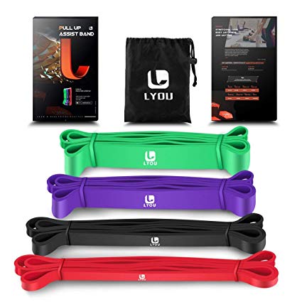 LYOU Resistance Bands Exercise Bands Pull Up Bands Powerlifting for Body Stretching, Resistance Training (Set of 4)