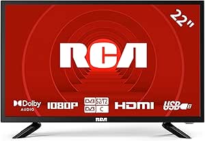 RCA 22 Inch FHD TV, Freeview DVB-T2-C-S2 Dolby Digital Audio Kitchen TV, FHD LED Backlighting Display, HDMI VGA PC Audio USB Record Media Player, Small TV for Small Lounge Kitchen