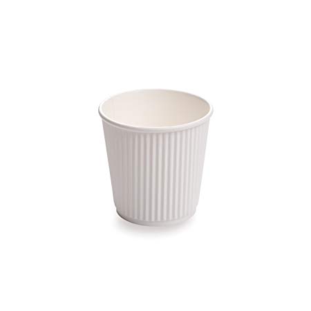 25-CT Disposable White 4-OZ Hot Beverage Cups with Ripple Wall Design: No Need for Sleeves – Perfect for Cafes or Home Use – Eco-Friendly Recyclable Paper – Insulated – Wholesale Takeout Coffee Cup