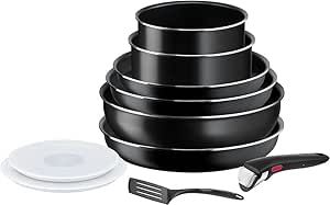 Tefal Ingenio L1599802 10-Piece Cookware Set, Frying Pans with Removable Handle, Non-Induction, Non-Stick Coating, Stackable, Dishwasher Safe, Made in France, Easy On