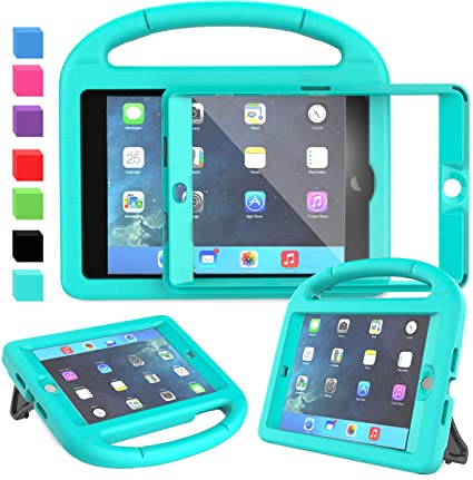 AVAWO Kids Case for iPad Mini 1 2 3 - Built-in Screen Protector Light Weight Shock Proof Handle Stand Kids Cover for iPad Mini 1st Gen, iPad Mini 2nd Gen, iPad Mini 3rd Generation - Turquoise
