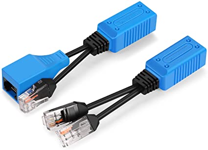 TNP RJ45 Ethernet Cable Combiner/Splitter Kit (1 Pair), 2 Male to 1 Female & 1 Male 1 Female to 1 Female POE Data Adapter LAN Ethernet Network Extender Y Splitter Cat5e Cat6 Cable for Surveillance