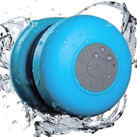 Mfine New Round Waterproof Wireless Bluetooth Shower Speaker Handsfree Speakerphone Compatible with All Bluetooth Devices Iphone 5s and All Android Devices Great Fun for your Shower and outdoor trip Blue