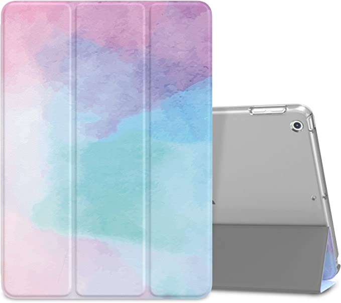 MoKo Case Fit 2018/2017 iPad 9.7 5th / 6th Generation, Slim Lightweight Smart Shell Stand Cover with Translucent Frosted Back Protector Fit iPad 9.7 Inch 2018/2017, Water Color(Auto Wake/Sleep)