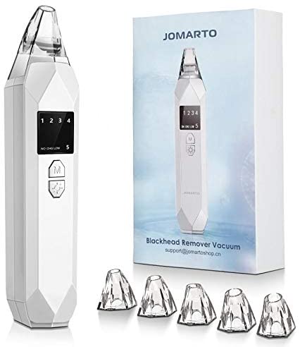 JOMARTO Blackhead Remover Vacuum Facial Pore Cleanser Electric Acne Extractor Kit USB Rechargeable Blackhead Suction Tool, 5 Probes, 5 Suction Power for Skin Treatment