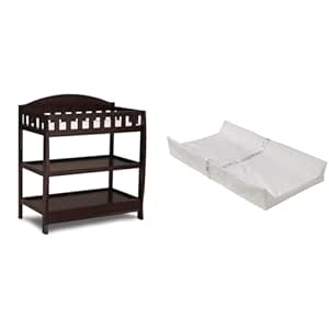 Delta Children Infant Changing Table with Pad, Dark Chocolate & Foam Contoured Changing Pad with Waterproof Cover