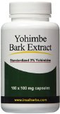 Yohimbe Bark Extract - Standardized to 3 Yohimbine HCL - 100 mg x 100 Capsules