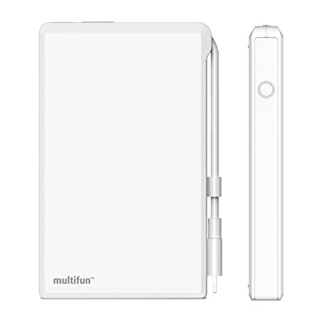 multifun Portable Charger Fast Charging Power Bank with Sony Battery Built-in Apple Lightning Connector and Micro-USB Input External Battery Charger Pack for iPhone 7 7 Plus 6s 6s Plus iPad - White