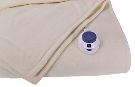 Soft Heat Luxury Micro-Fleece Low-Voltage Electric Heated Full Size Blanket, Natural