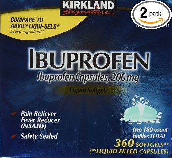 Kirkland Signature Ibuprofen Liquid Filled Capsules, 180-Count Bottles (Pack of 2)