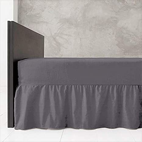 EGYPTO Easy Care Plain Dyed King Fitted Valance Grey