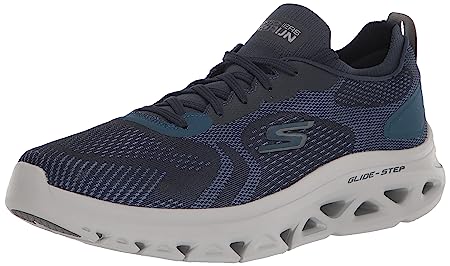 Skechers GO Run Glide-Step Flex - Radar Slip ON Shoes for Men | with Lightweight Ultra GO® Cushioning Midsole and Air Cooled GOGA Mat Insole with Knit Mesh Upper Running Shoes Navy