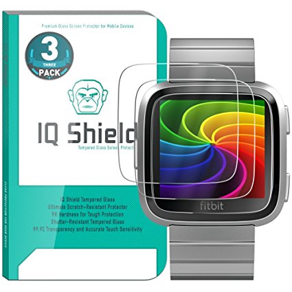 IQShield Fitbit Versa Screen Protector Tempered Ballistic Glass Screen Protector for Fitbit Versa 99.9% Transparent HD and Shatter-Proof Shield