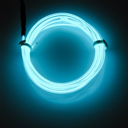 Lychee Neon Glowing Strobing Electroluminescent Light El Wire w Battery Pack for Parties Halloween Decoration Ice blue 9ft