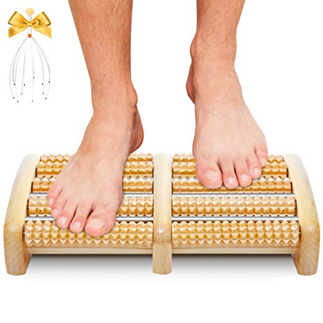 Dual Foot Massager Roller - Relaxation Foot Pain, Plantar Fasciitis & Stress Relief - The Original - Shiatsu Acupressure - Massage Gift for Dad/Mom/Family - 2019 Updated Version (Extra Large)