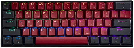 EPOMAKER SKYLOONG SK61 60% Hot Swappable RGB Mechanical Gaming Keyboard, Programmable NKRO with Shine Through PBT Keycaps, IP6X Waterproof, for Win Mac Gamer (Gateron Mechanical Yellow, Wine Red)