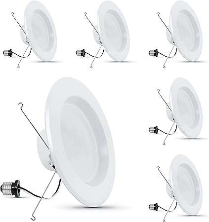 Feit Electric 5 Inch or 6 Inch LED Recessed Lighting Retrofit Downlights, 120 Watt Equivalent High Output, 2000 Lumen 5000K Daylight, Dimmable, 6 Pack LEDR56XHO/950CA/6