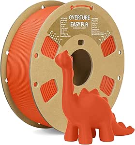 OVERTURE Easy PLA 1.75mm 3D Printer Filament, 1kg PLA Cardboard Spool (2.2lbs), Dimensional Accuracy  /- 0.02mm, Fit Most FDM Printer (Easy Orange)