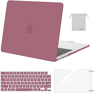 MOSISO Compatible with MacBook Air 13.6 inch Case M2 M3 2022-2024 A2681 A3113, Plastic Hard Case&Keyboard Cover&Screen Protector&Pouch Compatible with MacBook Air 13 inch Case M2 M3,Dusty Rose