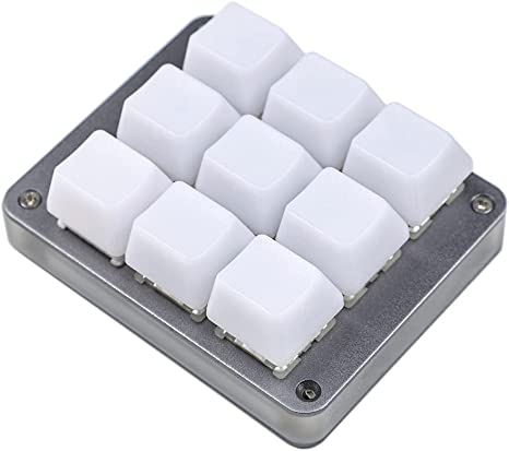 YMDK 9 Key CNC Aluminum QMK VIA Hotswap RGB Support Macro Type C Gateron Pro Yellow Switches Mechanical Keyboard Numpad for Gaming Photoshop (Gray Case Milk Caps)