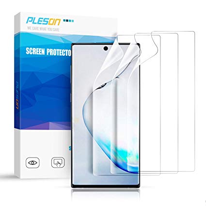 Pleson Galaxy Note 10 Plus Screen Protector [Exclusively New Installation] [LIFETIME Replacement] [3 Pack] [Case Friendly], Bubble Free/HD Clear Screen Protector for Samsung Galaxy Note 10 Plus
