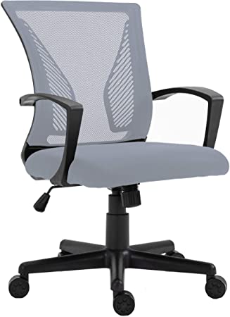 HALTER Desk Chair - Grey Gaming Mesh Chair - Adjustable and Comfortable Ergonomic Chair with Armrests and Wing Lumbar Support - Ideal Gaming or Home Office Chair