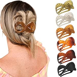 French Concord Flat Hair Clips - 6PCS Curved Hair Claw No Slip Hair Clips Volume Strong Hold Clip Hair Claw for Women Girls (Duckbil(Medium, 3.3"))