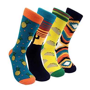 Mens Colorful Dress Socks Argyle ndash HSELL Men Multicolored Pattern Fashionable Fun Crew Socks 4 Pack