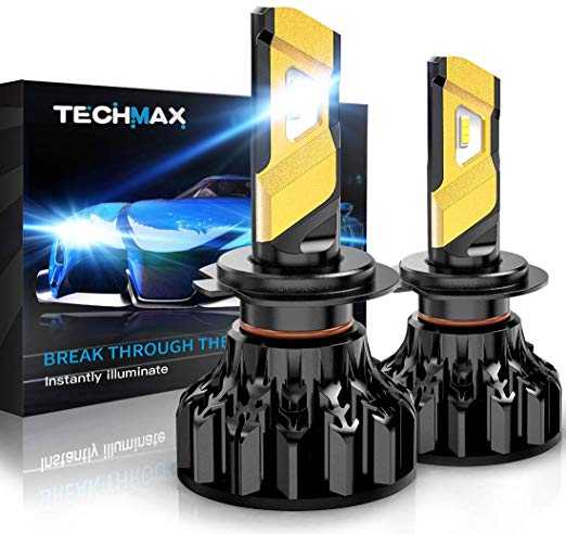 TECHMAX H7 LED Headlight Bulb,360 Degree Adjustable Beam Angle Cree Chips 12000Lm 6500K Xenon White Extremely Bright Conversion Kit of 2