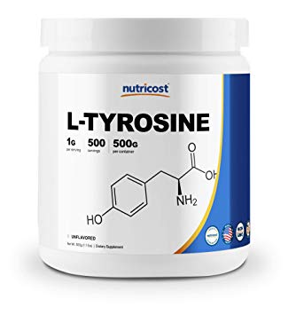 Nutricost L-Tyrosine Powder 500 Grams - Pure L-Tyrosine Powder 1000mg Per Serving