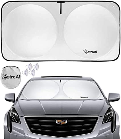 AstroAI Windshield Sun Shade, Foldable and Portable Car Front Window Sun Shade Blocks UV Light and Sun Rays - Protect and Cool Your Vehicle Interior (Medium 63.04 x 31.52 inches)