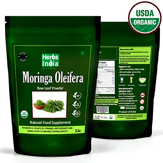 Organic Moringa Powder 1 Pound(16 Ounces), USDA Organic - HerbsIndia