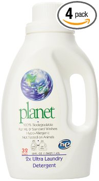 Planet 2x HE Ultra Laundry Liquid Detergent 32-Loads 50-Ounces Bottle Pack of 4