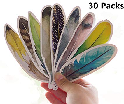 HardNok Bookmarks for Women Men, 30 Pack (Feather)