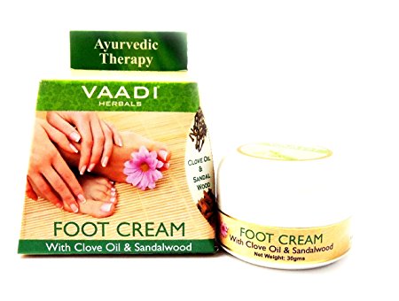 Foot Cream for Dry | Cracked | Itchy Feet. Repair and Heels Feet. Fast, Easy and Completely Painless. All Natural Herbal Formula. Completly Therapeutic Cream. Foot Cream with Clove and Sandalwood Oil. Speeds up Cell Renewal | Moisturizer | Repairs. Safe for Use By Diabetics. Relieves Itching and Helps Soften Dry Cracked Skin. Anti-fungal (Antifungal) and Exfoliating. Moisturizing and Softening Lotion. Best Cream for Athletes Feet. - 30 Grams - Vaadi Herbals