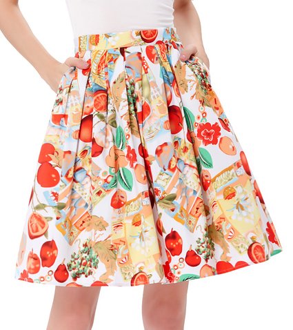 GRACE KARIN® Women Pleated Vintage Skirts Floral Print CL6294 (Multi-Colored)